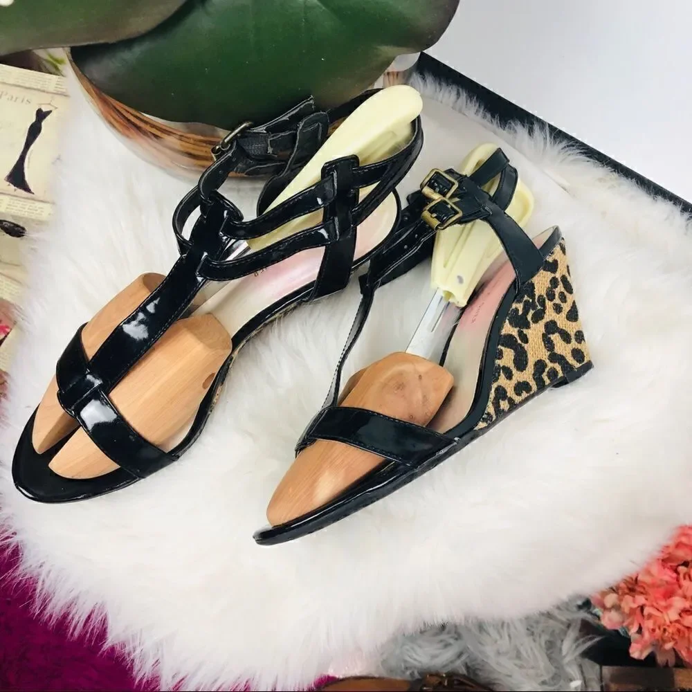 Etienne Aigner | Black printed wedges sz 8.5‎